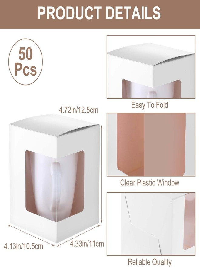 Tobeelec 50 Pcs White Mug Boxes for Gifts, Coffee Mug Gift Box for Blanks Sublimation Mugs Packaging Transparent Ceramic Coffee Cups Gift Box, Decorative Party Favor Gift Packaging Box with Lid (White) - Image 3